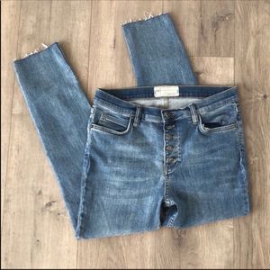 Free People High Rise Cut Off Crop Jeans